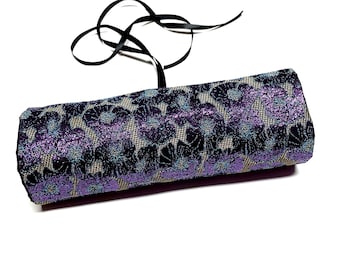 Cosmetic bag, gift for her, pen roll, makeup brush roll, roll case, bridal shower, fabric, vegan, travel case