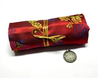 Jewelry roll, gift for her, travel jewelry bag, jewelry case, bridal shower, vegan