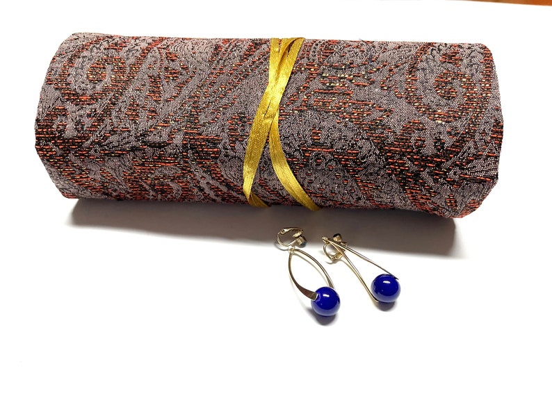 Jewelry roll, gift for her, travel jewelry bag, jewelry case, bridal shower, vegan image 6