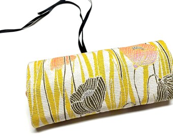 Cosmetic bag, gift for her, pen roll, makeup brush roll, roll case, bridal shower, fabric, vegan, travel case