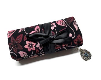 Jewelry roll, gift for her, travel jewelry bag, jewelry case, bridal shower, vegan