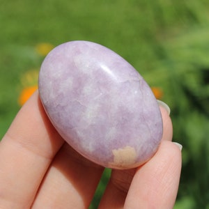 Lepidolite Polished Palm Stone The Crystal of Reorganization Lilalite Crystal Palm Stone Purple Lepidolite Stone Polished Pocket Stone