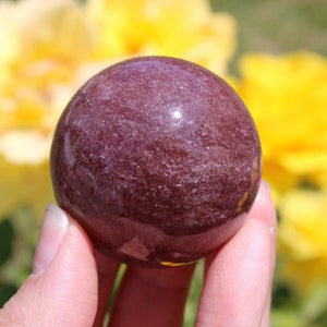Strawberry Quartz Crystal Sphere, Meditation Energy Healing Stone