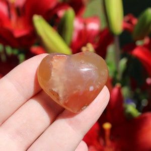 Flower Agate Puffy Heart, Polished Flower Agate Crystal Heart Gemstone, Flower Agate Mini Heart, Flower Blossom Agate Heart for Meditation