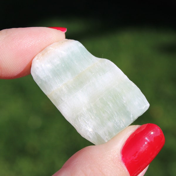 Rough Aqua Calcite Palm Stone Calming Stone Worry Free Stone Stress Relief Crystal