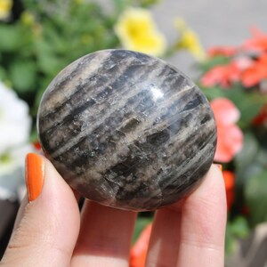 Black Moonstone Palm Stone Flashy Black Moonstone Polished Palm Stone Gemstone Meditation Crystal