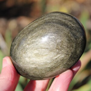 GoldSheen Obsidian Palm Stones, Black Obsidian Crystal Gemstone, Polished Worry Stone