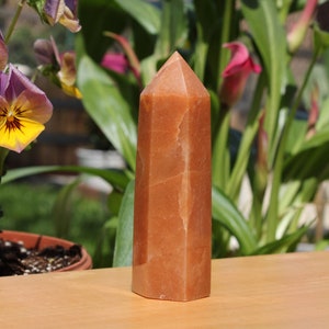 Red Aventurine Manifestation Through Action Crystal Polished Point Red Aventurine Generator Tower Hexagonal Point Gemstone Obelisk