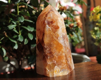 Golden Healer Quartz Polished Point Yellow Hematoid Quartz Iron Oxide Crystal Quartz Multi Faceted Wand Tower Point