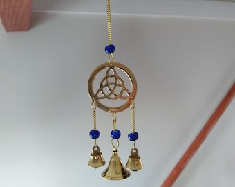 Triquetra Brass Chime with Beads and Bells