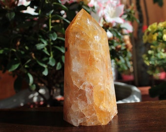 Golden Healer Quartz Polished Point Yellow Hematoid Quartz Iron Oxide Crystal Quartz Multi Faceted Wand Tower Point
