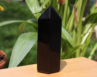 Black Obsidian Polished Point, The Shielding Crystal Natural Black Obsidian Gemstone, Crystal Healing, Positive Vibes