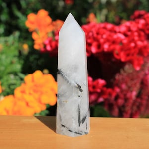 Black Tourmalinated Quartz Point, Black Tourmaline Quartz Tower, Tourmalated Crystal Point Generator