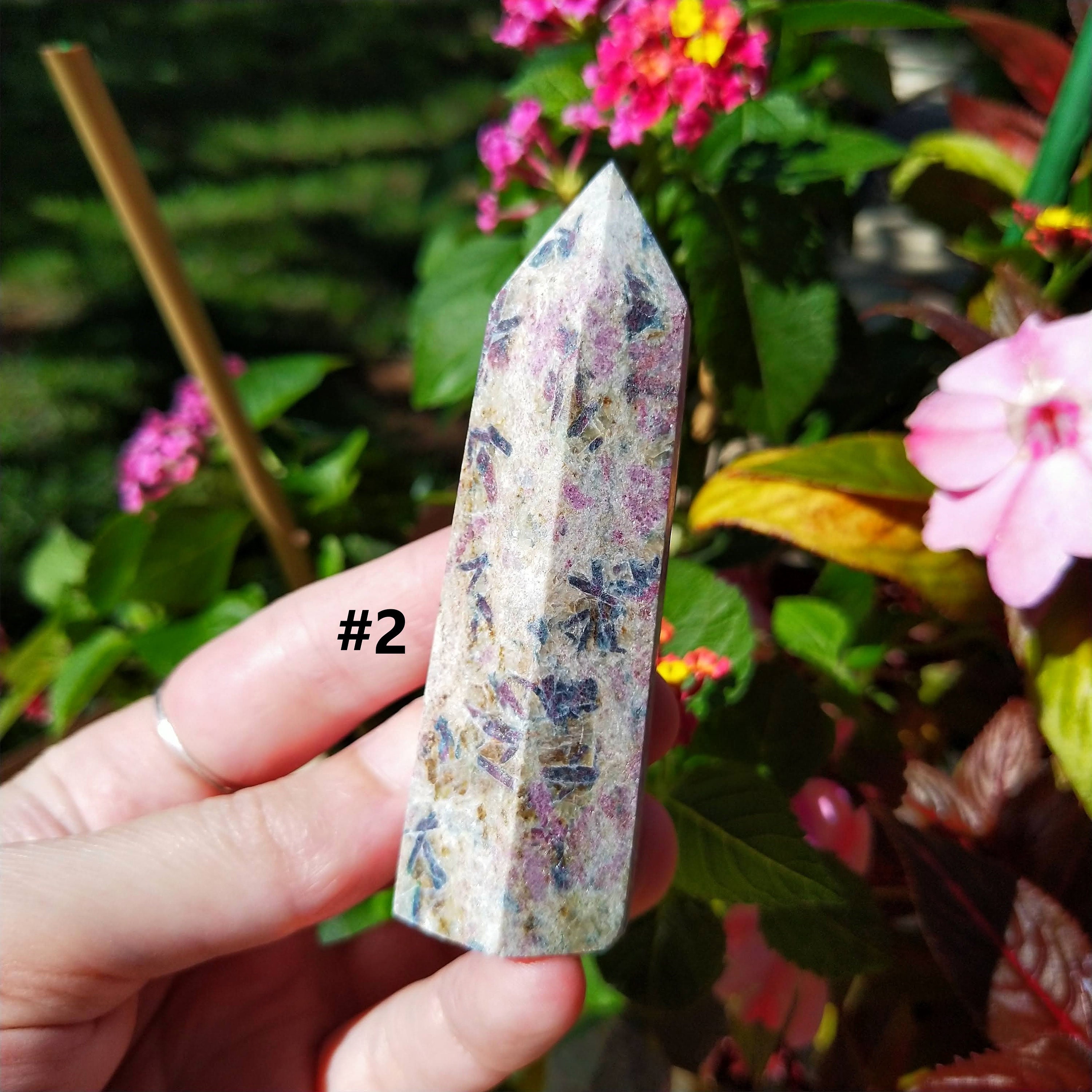 Ruby Pointstone Ruby in Apatite Obelisk Point Blue and Pink Stone Knowledge and ...
