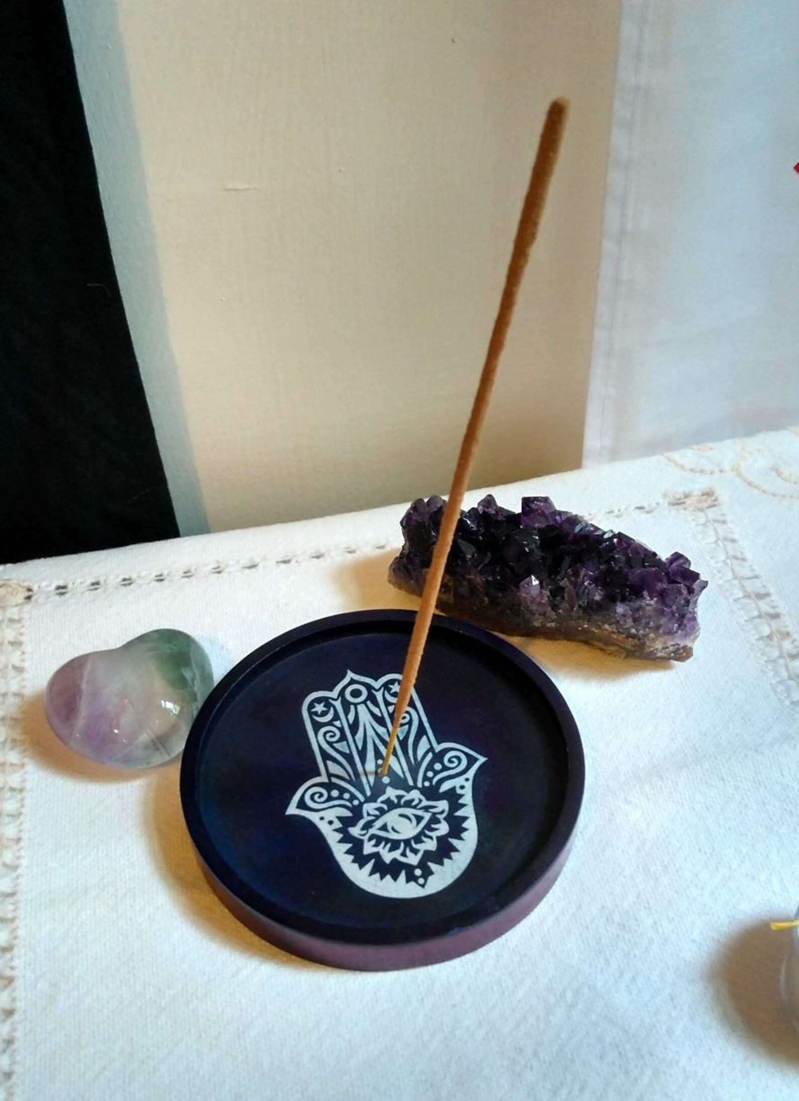 Soapstone Cone and Stick Round Incense Holder With Hamsa Hand Etsy