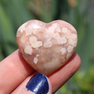 Flower Agate Puffy Heart, Polished Flower Agate Crystal Heart Gemstone, Flower Agate Mini Heart, Flower Blossom Agate Heart for Meditation