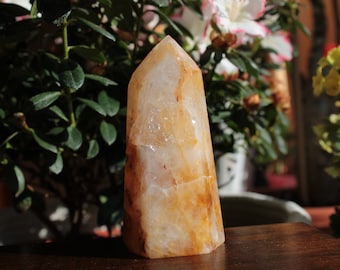 Golden Healer Quartz Polished Point Yellow Hematoid Quartz Iron Oxide Crystal Quartz Multi Faceted Wand Tower Point