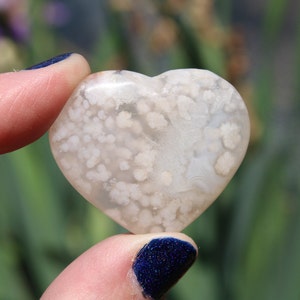 Flower Agate Puffy Heart, Polished Flower Agate Crystal Heart Gemstone, Flower Agate Mini Heart, Flower Blossom Agate Heart for Meditation