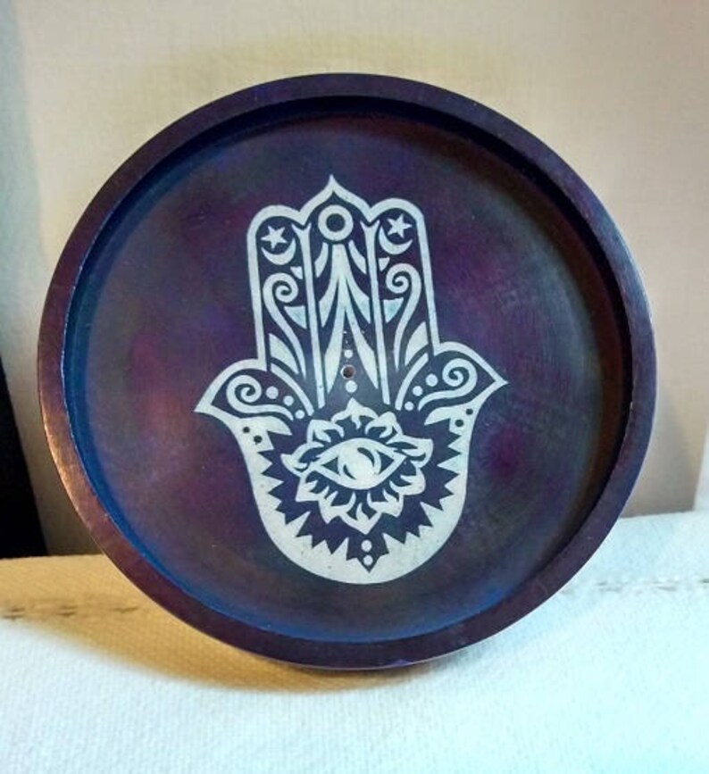 Soapstone Cone and Stick Round Incense Holder With Hamsa Hand Etsy