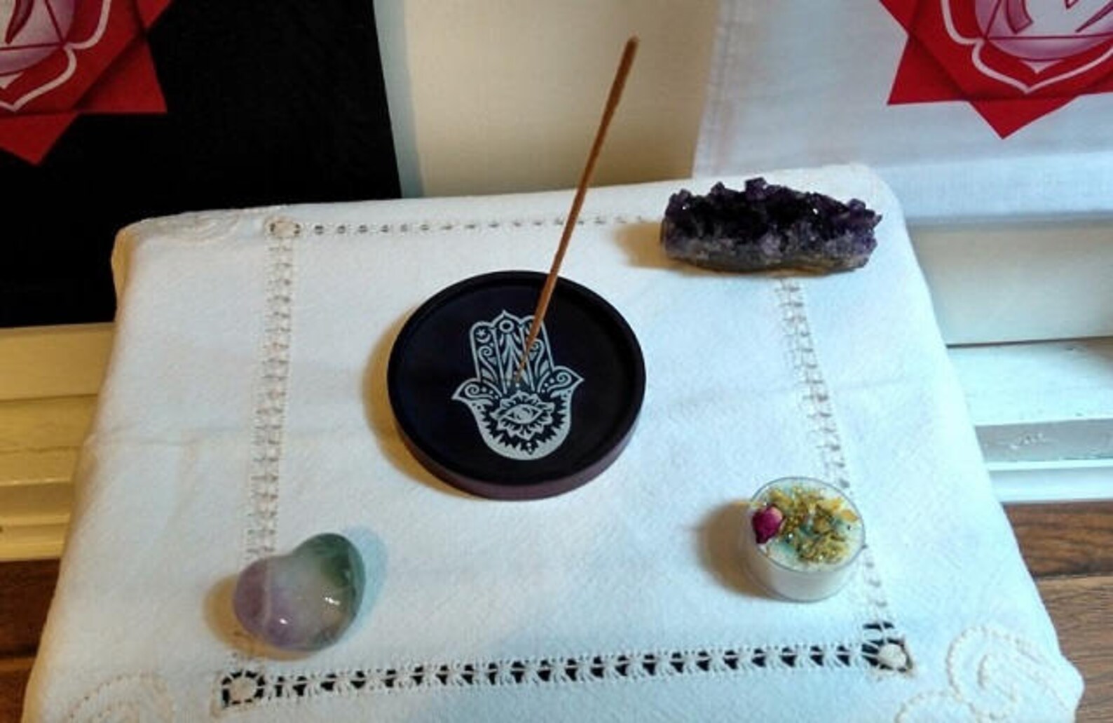 Soapstone Cone and Stick Round Incense Holder With Hamsa Hand Etsy