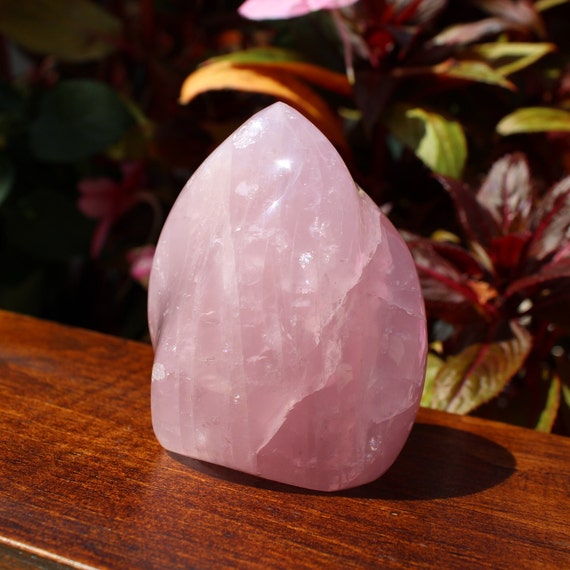 Self Love Rose Quartz Polished Flame Crystal Etsy