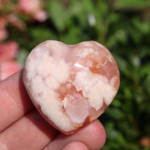 Flower Agate Puffy Heart, Polished Flower Agate Crystal Heart Gemstone, Flower Agate Mini Heart, Flower Blossom Agate Heart for Meditation