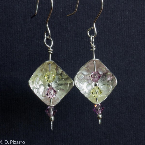 Sterling Silver and Nestled Swarovski Crystal Dangle Earrings