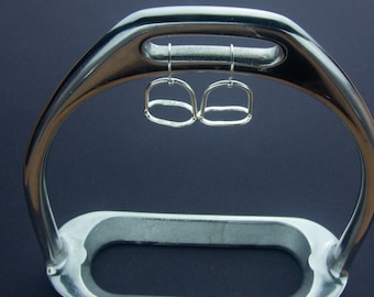 Handmade Sterling Silver Stirrup Earrings, Equestrian Jewelry