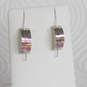Anodized Niobium Spinnaker Earrings, Sterling Silver Ear Wires, Painted with Electricity, Earrings