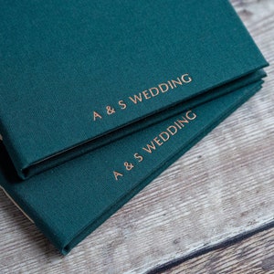Pair of Wedding Vow Books, Personalised Hand Bound Bespoke Books, Customised in a colour combination of your choice, A6 & A5 Fabric Books image 2