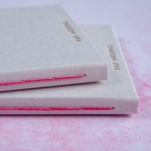 Pair of Wedding Vow Books, Personalised Hand Bound Bespoke Books, Customised in a colour combination of your choice, A6 & A5 Fabric Books image 3