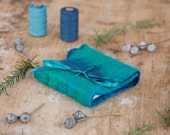 Hand Bound Felt Covered Sketchbook / Notebook / Journal - Blue - Small Square - Ribbon - Hand Felted - Wet Felted - Travel - Turquoise