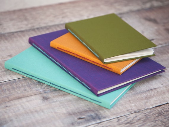 Personalised Fabric Journal - Hand Bound Colourful Bespoke Notebook - Pick Your Own Colour Combination - Free Personalisation!