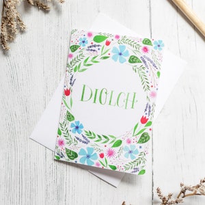 Diolch - Welsh A6 Greeting Card | Carden Cymraeg | Welsh Thank You Card | Originally Hand Painted Floral Watercolour | Ref: #D4