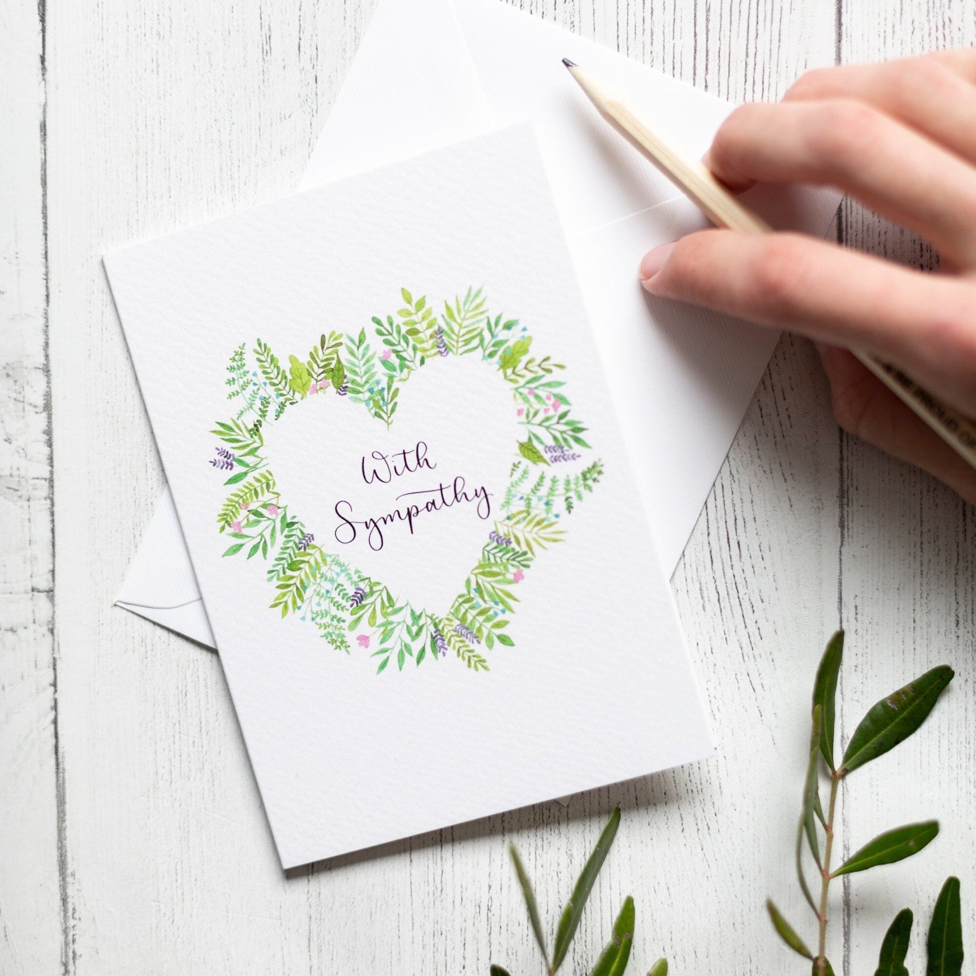 Floral “With Sympathy” Card, Originally Hand Painted Floral Watercolo…