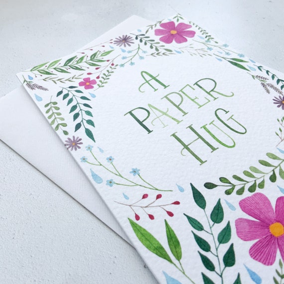 A Paper Hug Card Send A Hug Through The Post Hand Lettered Etsy Singapore