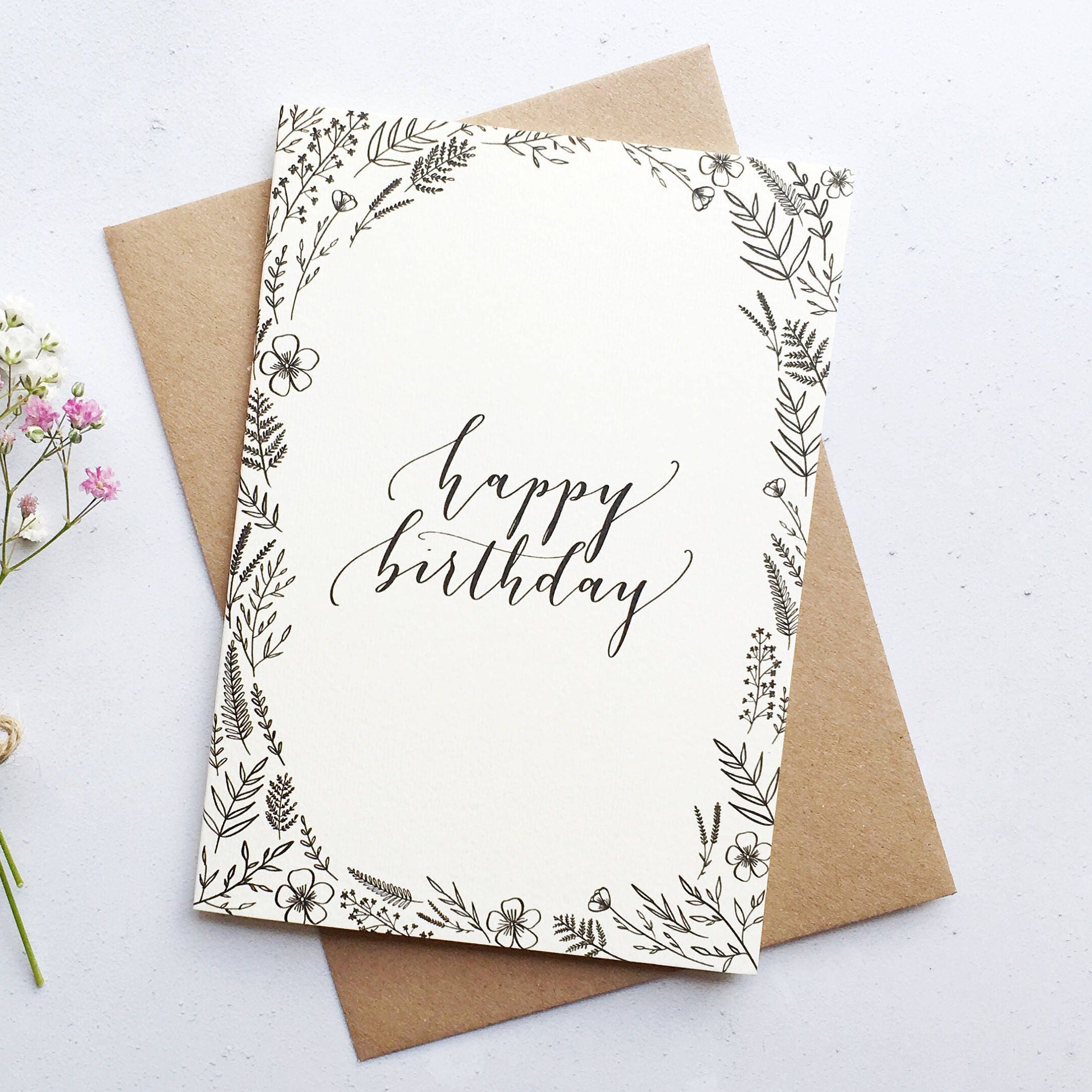 Happy Birthday Calligraphy Card