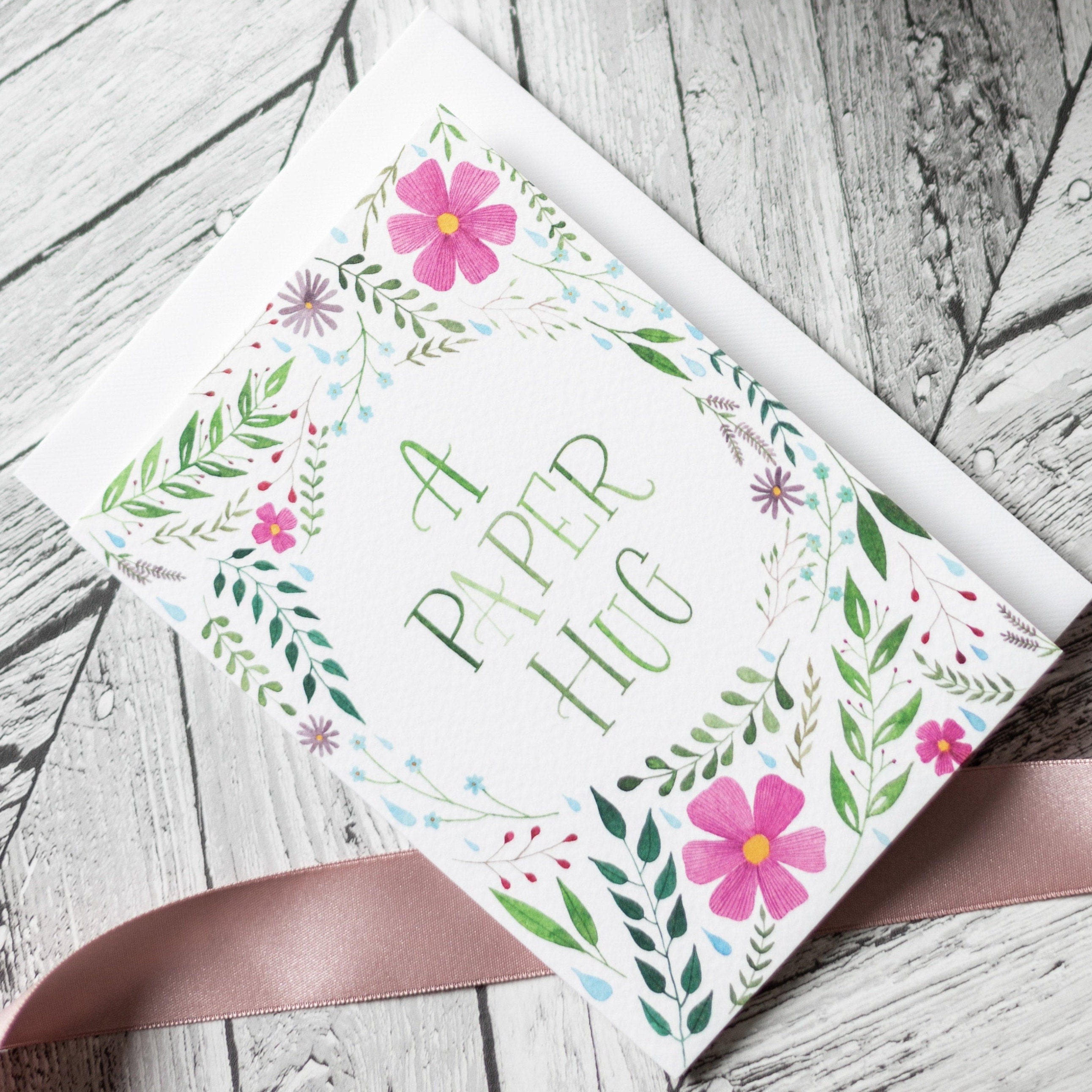 A Paper Hug Card Send A Hug Through The Post Hand Lettered Etsy Singapore