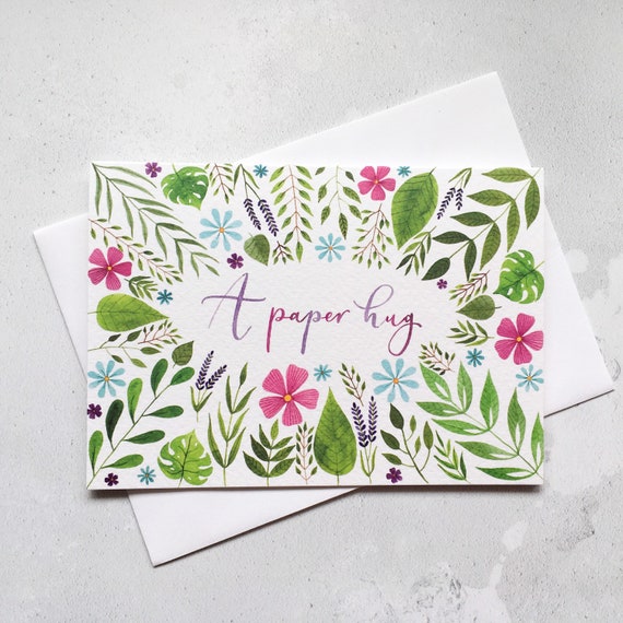 A Paper Hug Greeting Card | Originally Hand Painted Floral Watercolour | Thinking of You Card | Sympathy Card | Friendship Card Ref: #A2