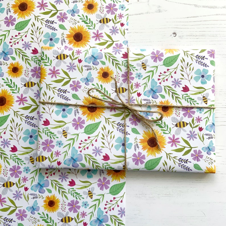 Luxury Floral Wrapping Paper, Illustrated Watercolour Gift Wrap image 4