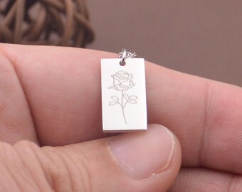 Personalized Birth Flower Necklace,Birthday Gift For Girls