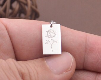 Custom Birth Flower Necklace for Mom-Silver Birth Flower jewelry-Birthday gift for Everyone