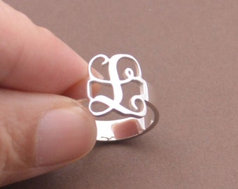 Custom Silver Initial Ring-Personalized Letter Ring-Mothers Ring-Mothers Day Gift