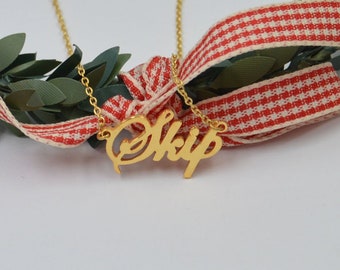 Gold name necklace-Personalized name plate jewelry-gifts for girls