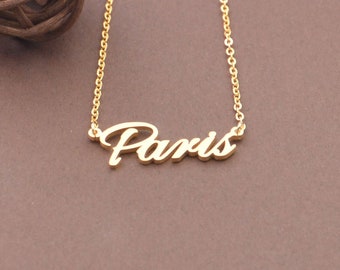 Goldfarbene Namenskette – individueller Namensschmuck mit jedem Namen – personalisiertes Brautjungfern-Geschenk, Mutter-Halskette