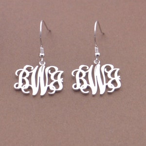 Personalized Monogram Earrings For Women-Sterling Silver Earrings-You Can Order Any Initials-Gift For Her