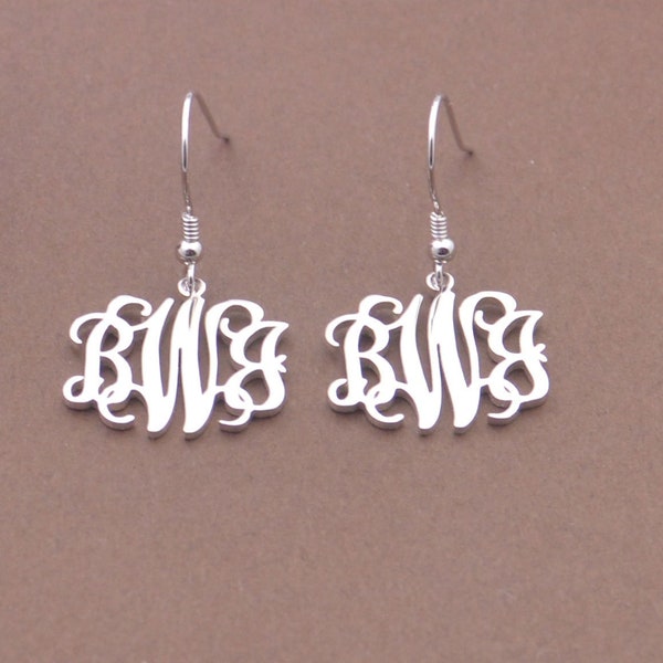 Personalized Monogram Earrings For Women-Sterling Silver Earrings-You Can Order Any Initials-Gift For Her