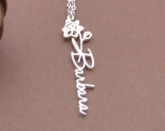Custom Birth Flower Name Necklace-Personalized Christmas Gifts For Bestfriend