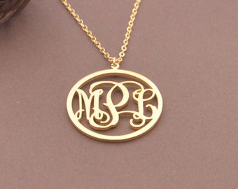 Circle Monogram Necklace-Custom Any Monogram Initials Necklace-Personalized Mother's day Gift For for Her