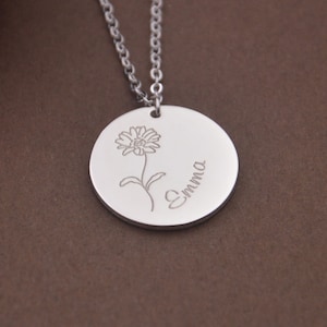 Benutzerdefinierte Geburtsblume Name Halskette-Geburt Blume Halskette-Name Halskette-Geschenk für Mama